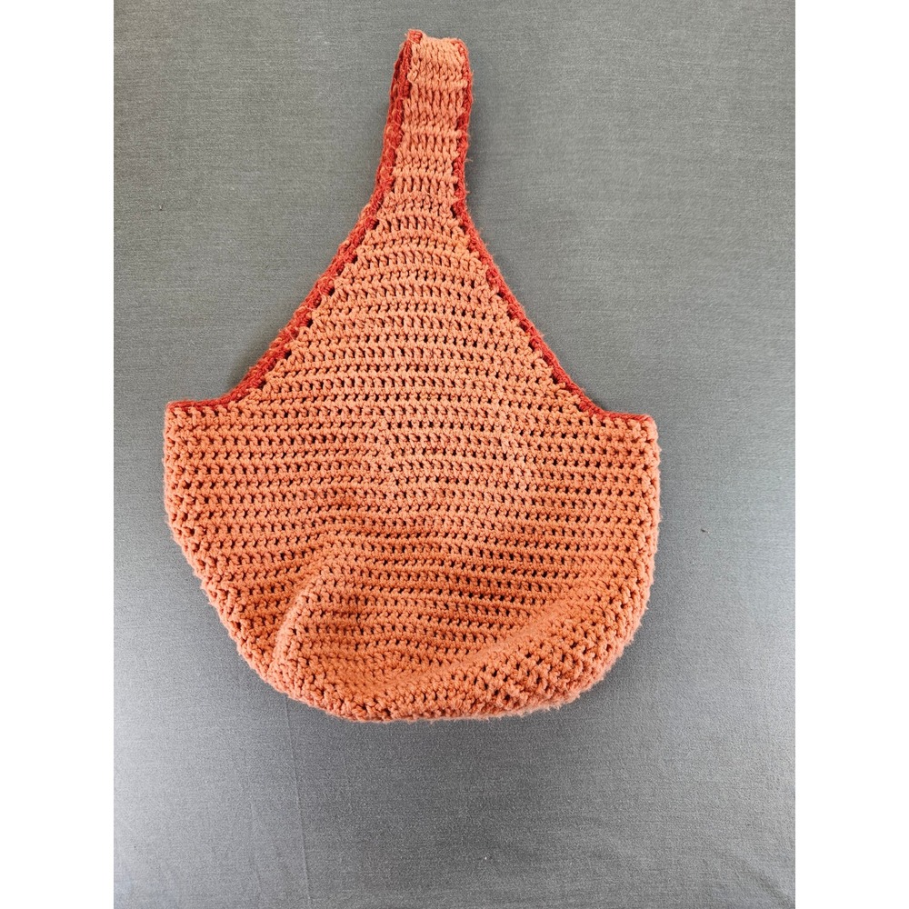 Handmade Crochet Japanese Knot Bag Terracotta Orange Wristlet Boho Tote